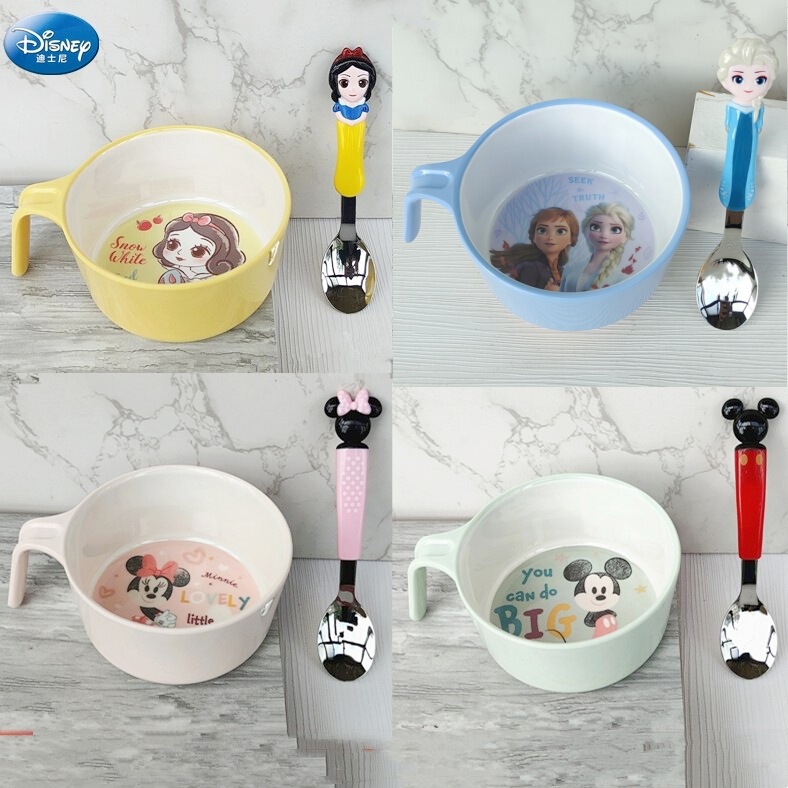 Disney Children's Melamine Resin Single Handle Bowl Baby Tableware Anti-scalding Rice Bowl Household Dining Bowl Soup Bowl Heat Resistant