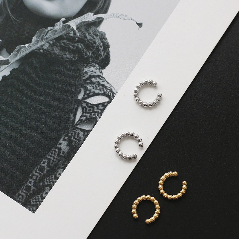 欧美ins钛钢复古简约几何金属质感耳骨夹无耳洞耳夹港风叠戴