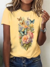 G 15089 Girl with Black Cat Print T-shirt �ǿ���Ůӡ��T��