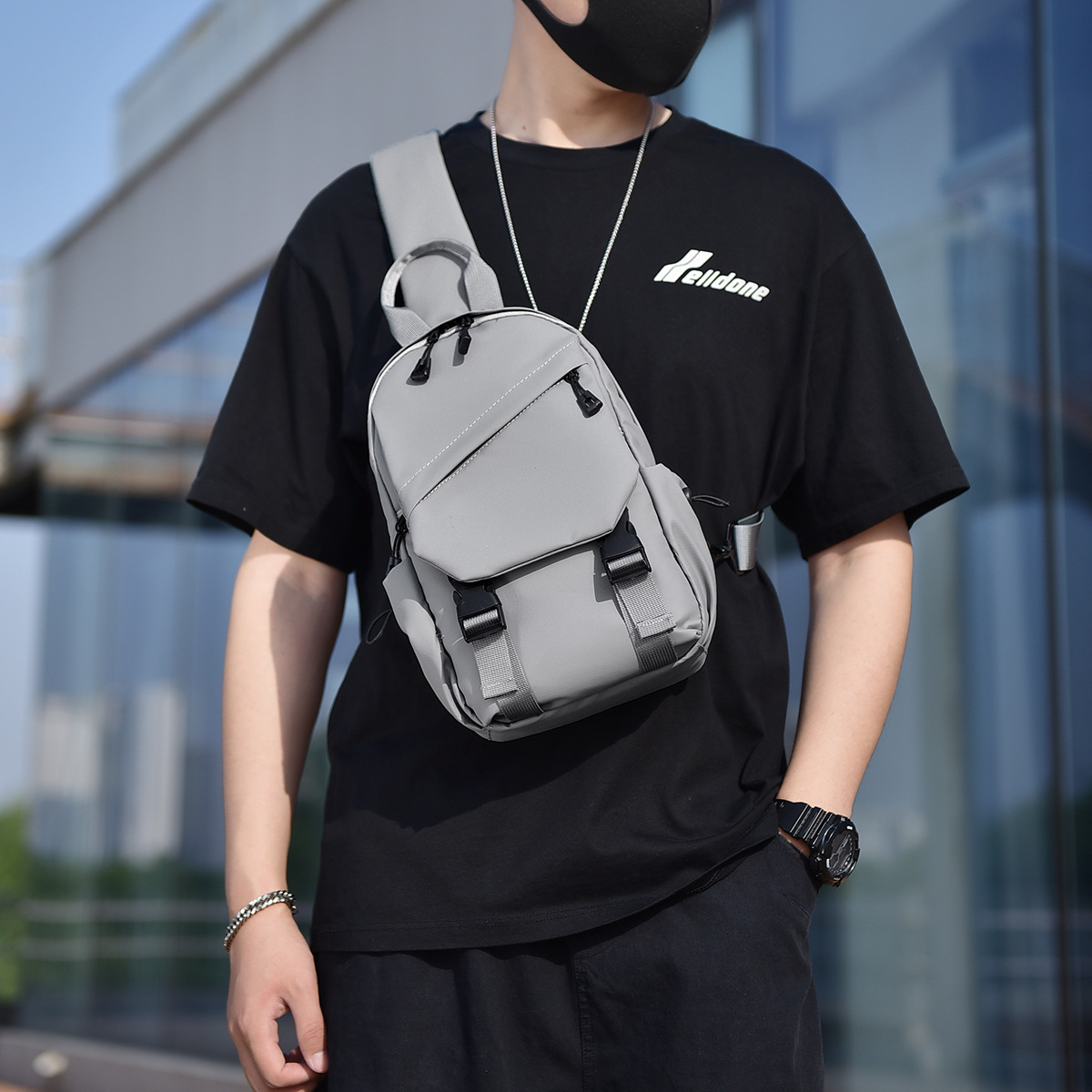 Bolso de pecho informal a la moda con múltiples bolsillos para hombre, bolso cruzado, nuevo bolso de hombro de gran capacidad para deportes de ciclismo al aire libre