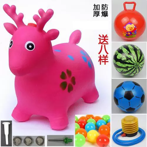 Inflatable toy for jumping, music pony, increased thickness