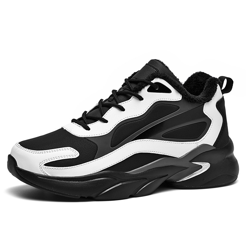 Invierno nuevo gran tamaño con zapatos de terciopelo para hombres calentadores de algodón moda zapatillas de carreras casuales