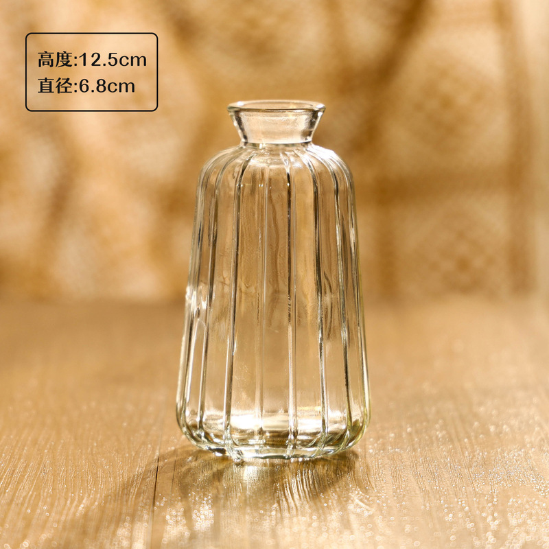 亚马逊同款迷你玻璃花瓶 ins风透明摆件插花中古高级感小花瓶套装|undefined