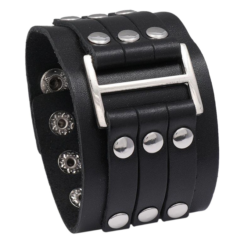 Accesorios de Venta caliente transfronterizos retro multi-capa remache pulsera de piel de vaca personalidad europea y americana estilo punk pulsera de cuero ancho de los hombres