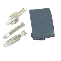 Stainless steel outdoor camping picnic tableware, travel folding tableware three-piece set, stainless steel folding knife, fork and spoon