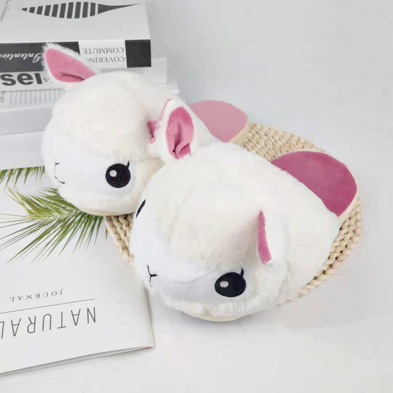 Autumn and Winter Cartoon Alpaca Cotton Slippers Couple Home Indoor Cotton Shoes Home Plush Floor Slippers Warm Cotton Slippers