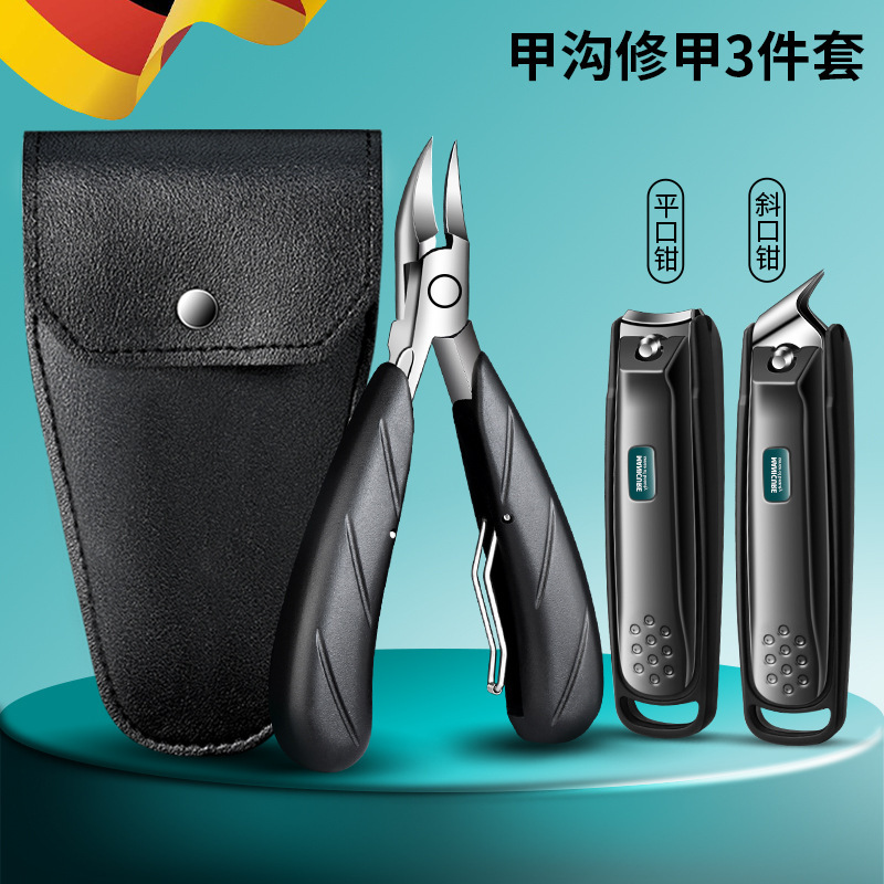 Kit de herramientas de pinzas de uñas, cuchillo anti-splash, cortadora de trincheas de uñas, pedicura, cortadora de uñas de los dedos de los pies