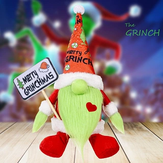 跨境新品格林奇坐姿公仔grinch绿毛怪公仔玩偶娃娃儿童礼物摆件