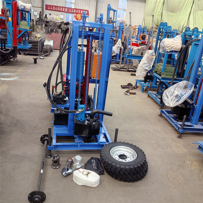 柴油液压升降打井机 轮式农田灌溉百米钻井机 山东水井钻机配件