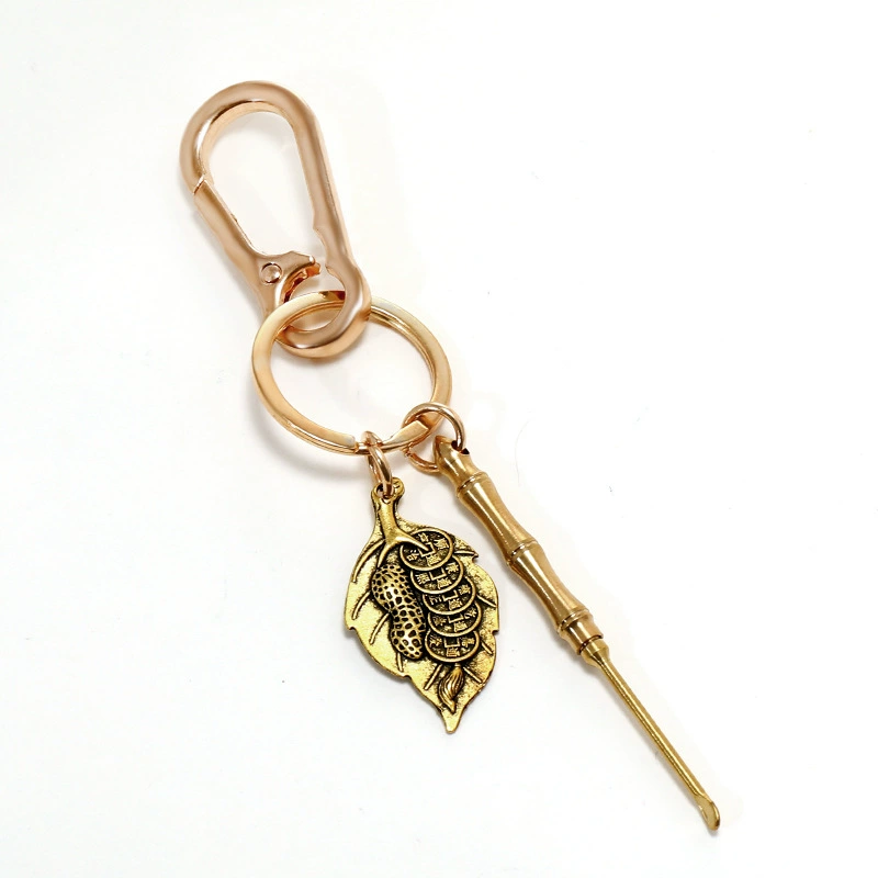 Фабрика Прямые латунные чистые медные листья делают деньги на ночь зубочистка Ушная ложка Бронзовый автомобильный брелок удачно и безопасно