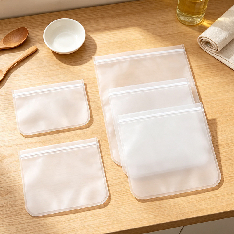 Sealed Bag Food Bag Self-Sealing Household Plastic Bag Thickeneded Refrigerator Fresh-Keeping Bag Frosted Storage Frozen Packaging Bag