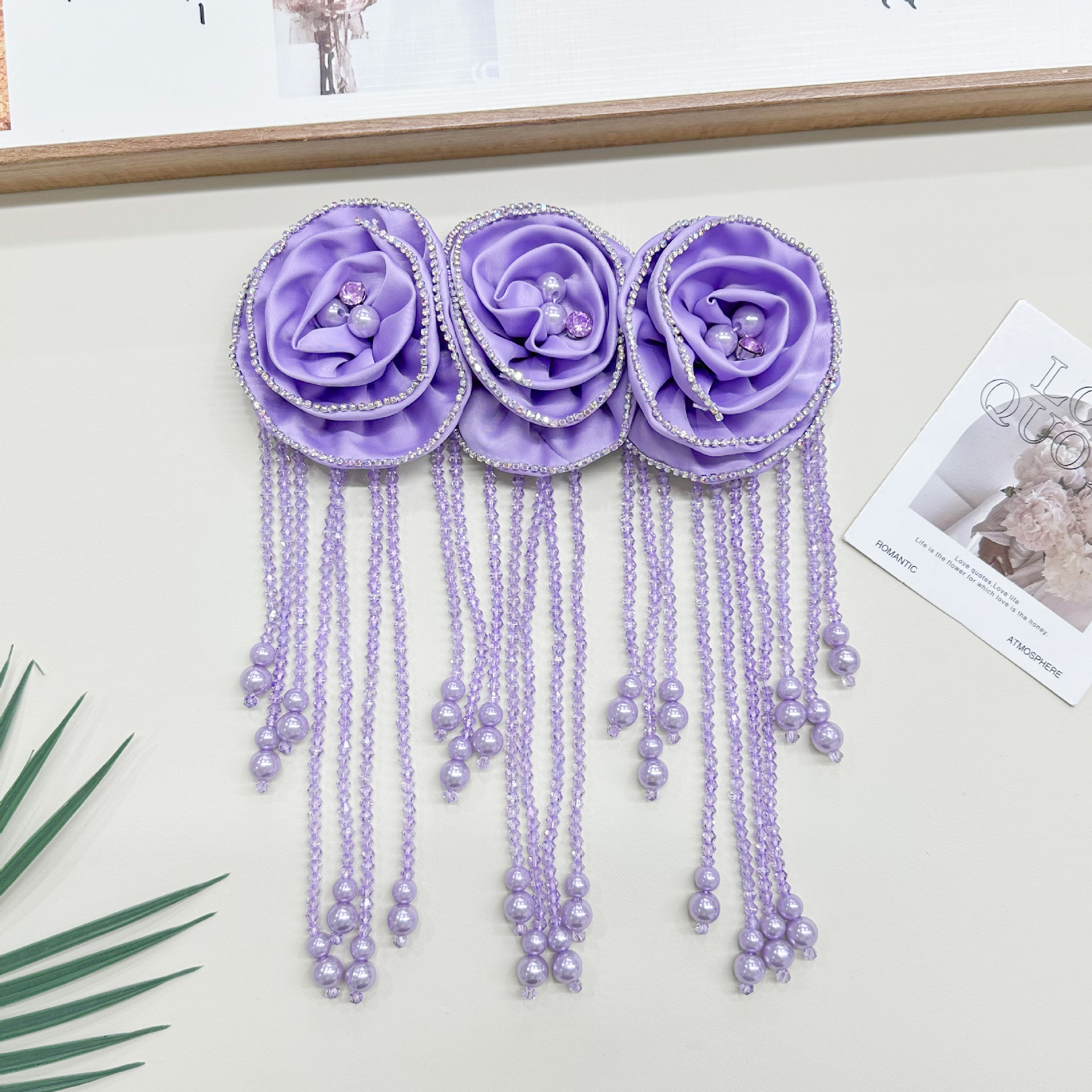 Transfronteriza industria pesada diamante bordado tela tridimensional rosas bordado pecho dulce choker cheongsam accesorios de vestido