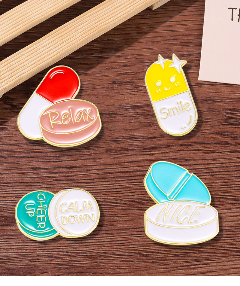 6g Weight Brooches Classification Cute Modern Style Pin Letter Pill Alloy Enamel Unisex Brooches