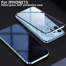 适用iPhone17手机壳16万磁王苹果高清/防窥双面玻璃金属磁吸护套