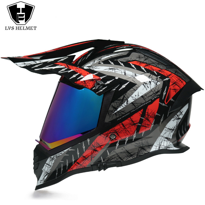 Nuevo off-road tire casco de doble lente carretera tire casco completo motocicleta Larga Distancia unisex Four Seasons universal LVS