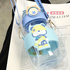 Internet celebrity plastic anti-fall portable female student cup with bouncing cover water cup high-looking cartoon children's straw pot belly cup