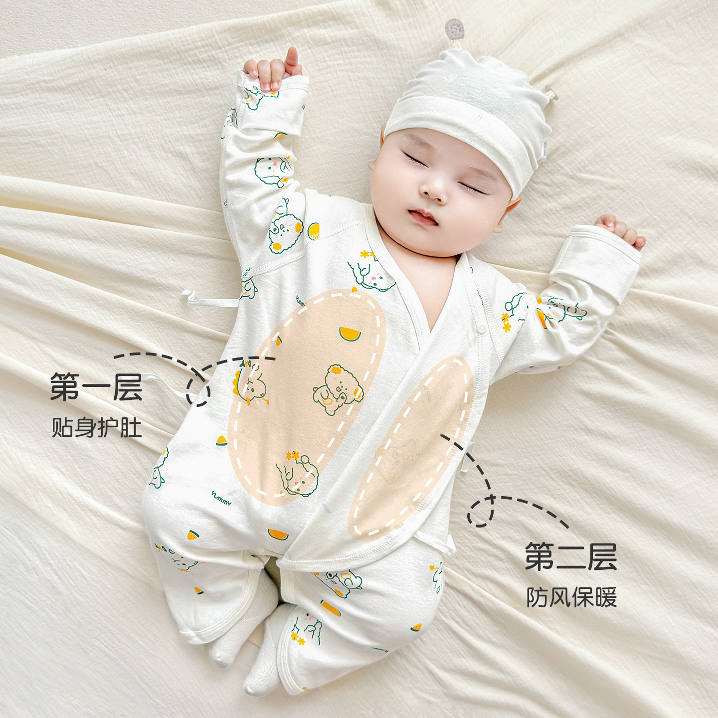 Ropa de bebés recién nacidos primavera y otoño algodón 0 delgado monje de marzo ropa de mariposa para niños pequeños camiseta de bebé