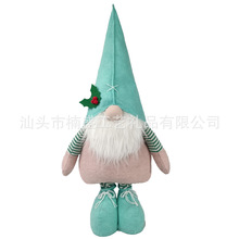 圣诞装饰大型伸缩长腿无脸地精圣诞节老人娃娃侏儒地精公仔橱窗布