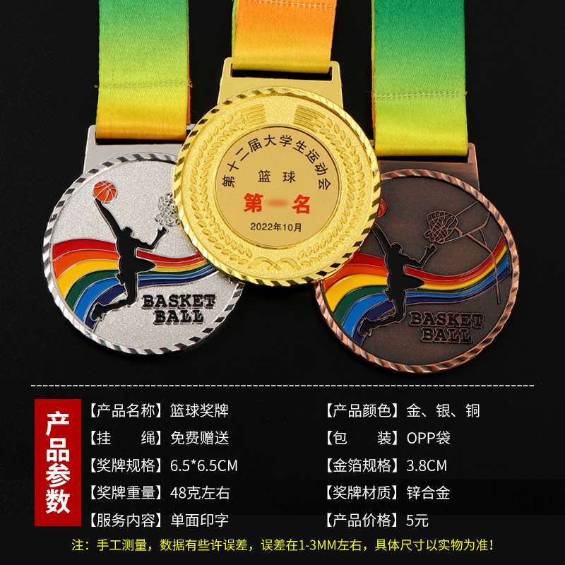 Medalla metálica personalizada oro y plata de bronce aleación de zinc maratón de carreras medalla de competencia lista personalizada