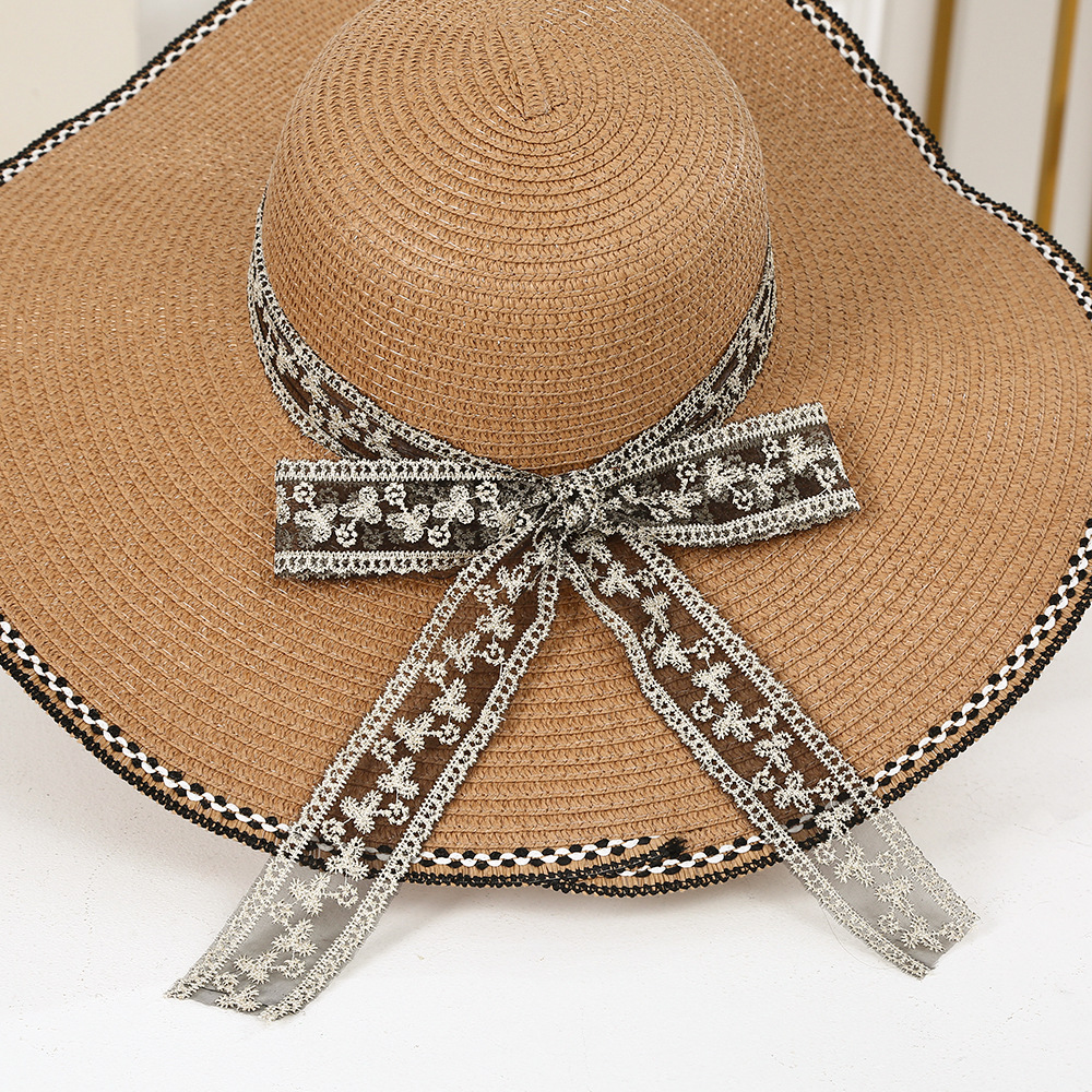 Women's Elegant Color Block Flat Eaves Straw Hat display picture 10