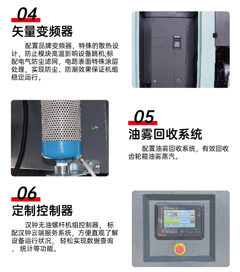 Hanzhong precision machine permanent magnet frequency conversion dry screw air compressor clean oil-free two-stage compression power saving long warranty period