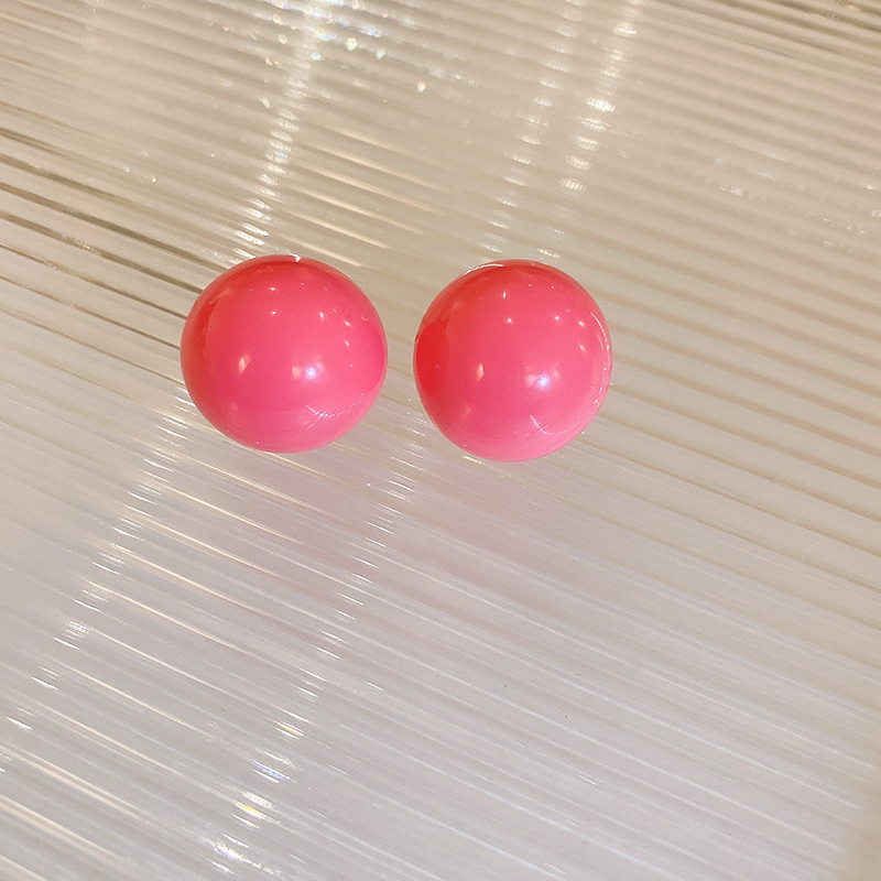 Aguja de plata pendientes de bola de color caramelo pendientes de Europa y América simple elegante textura de cercanías pendientes de moda versátil pendientes de alto grado