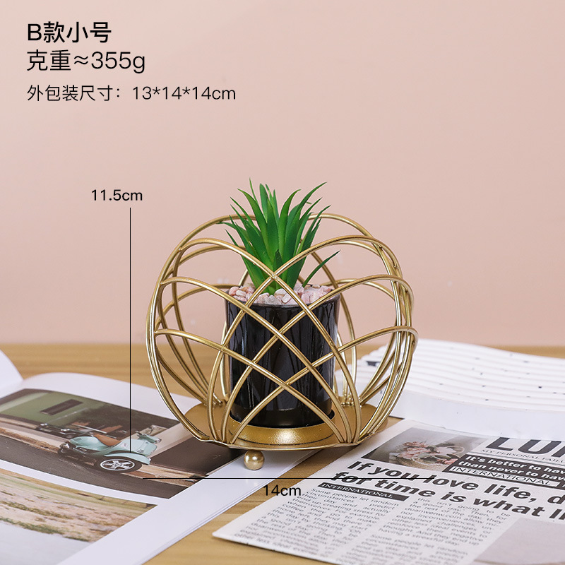 创意桌面铁艺盆栽摆件客厅酒柜家居饰品北欧室内绿植花瓶植物园艺|undefined