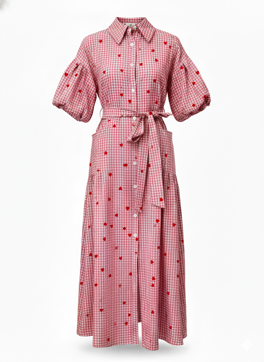 Women's Christmas Themed Long Casual Fashion Shirt Dress In Green And Red Plaid_ecoleips.com