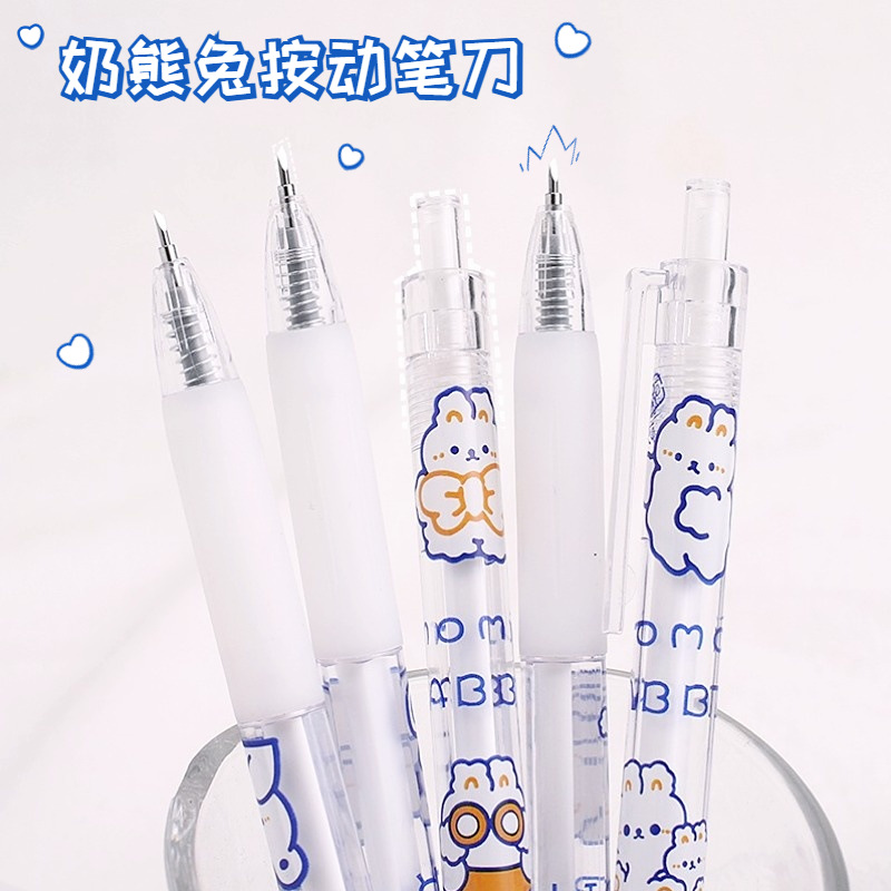 Creamy Rabbit Press Pen Knife Cute Journaling Paper Cutting and Carving Knife Student Craft Knife Girlish Pen-Shaped Small Knife Tip Wholesale