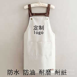 围裙防水防油男女款厨房做饭围腰纯色简约背带大兜餐厅工作服加大