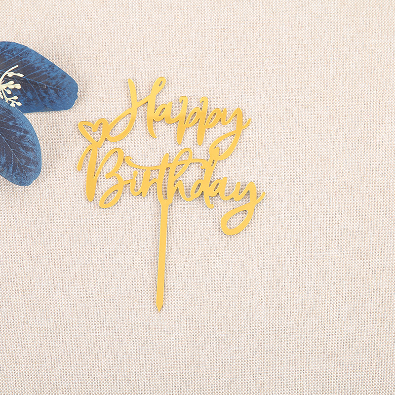 Inserción de tarjeta de pastel de cumpleaños decoración para hornear inserción de bandera creativa acrílico espejo de doble cara inserción de tarjeta fábrica en stock al por mayor