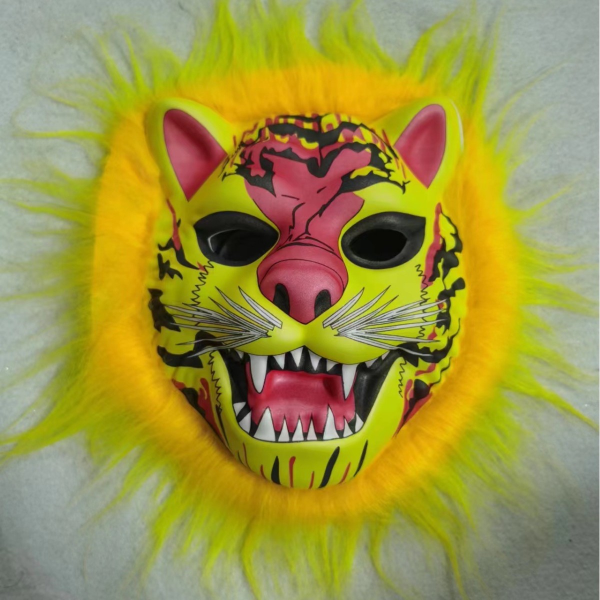 Máscara EVA con borde de piel animal, tigre, león, leopardo, para Halloween y ferias, venta caliente de fábrica