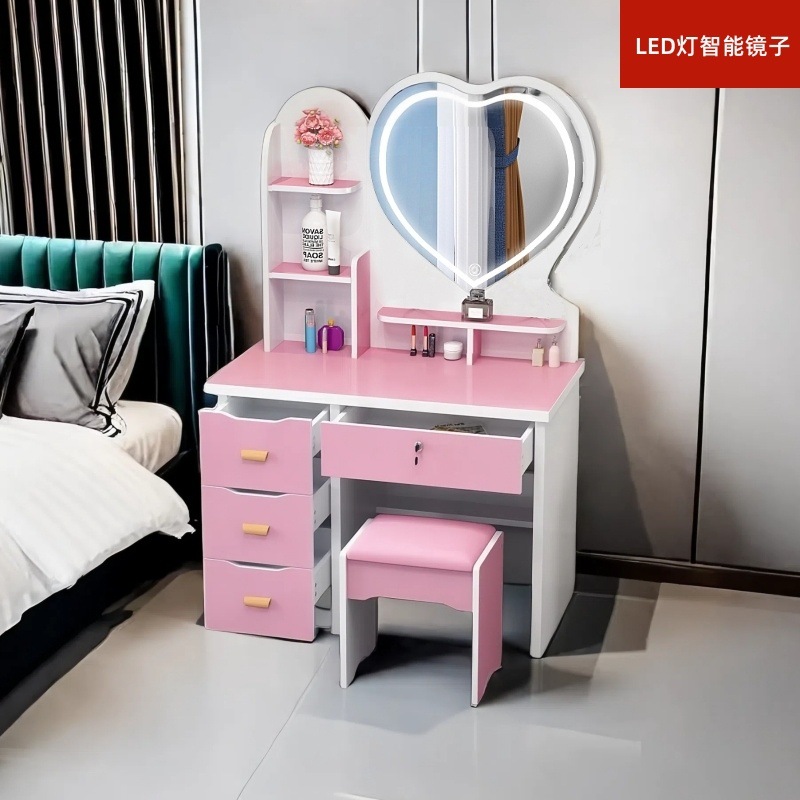 LED 조명 80cm 핑크 러브 미러 왼쪽 + 프리 스툴