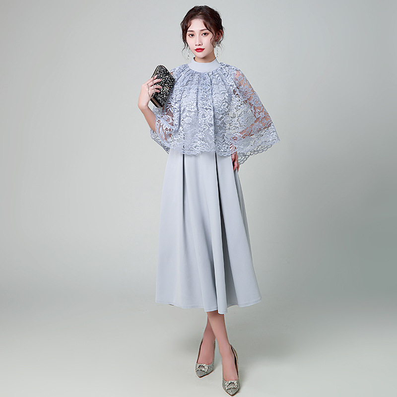 Vestido de noche estilo europeo para mujer, nuevo modelo 2026, azul marino, ropa informal, vestido largo elegante para reuniones anuales.
