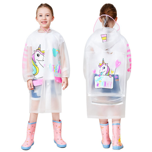Mumeng children's raincoat, waterproof fashionable schoolbag for primary school students, large brim, transparent raincoat for middle and large children