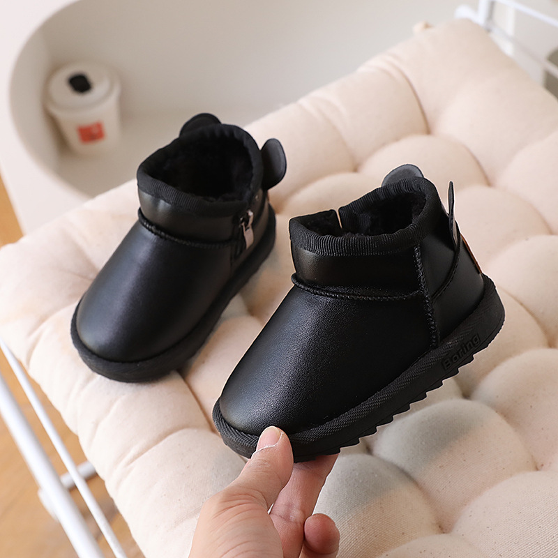 Kinder Schnee 2024 Baby Jungen und Mädchen dicke warme Winter wasserdichte Baumwollschuhe Kinder kurze Stiefel_voghion.com