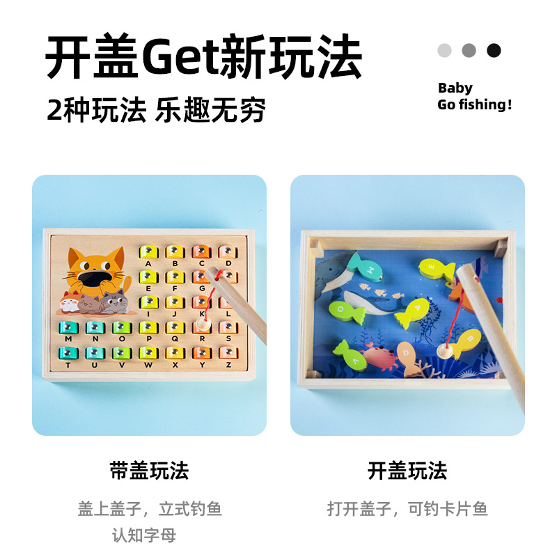 Children's magnetic cognitive teaching wooden fishes for early age…