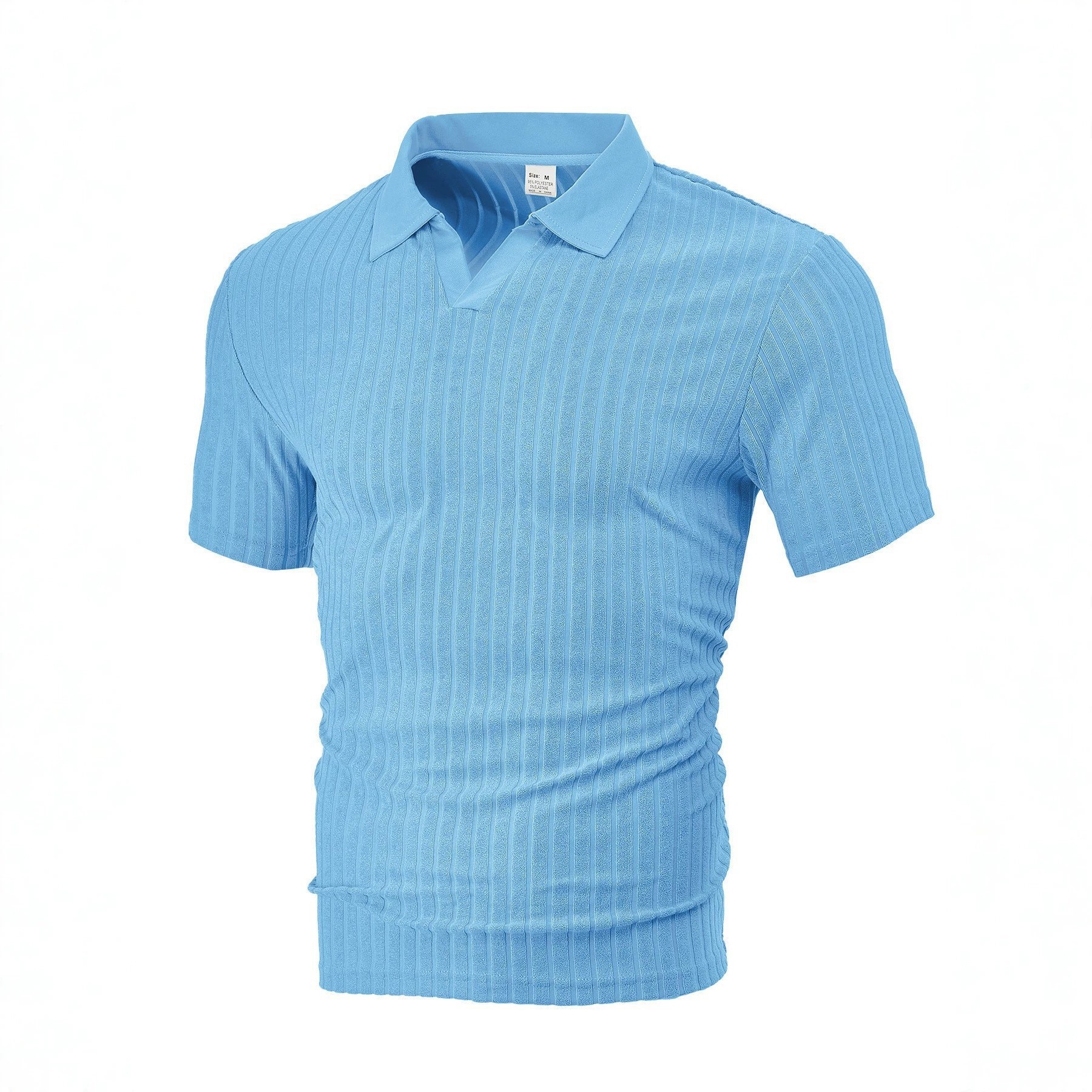 Camisa de Manga Corta a Rayas para Hombre de Poliéster Transpirable para Uso Casual