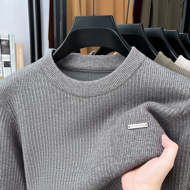 Tiktok High-End Premium Men's Wool Knitwear Men's Sweater Long-Sleeve Base Layer Simple Lightweight Comfortable Wool Men's Clothing