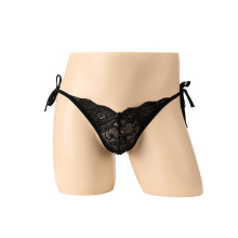 男士情趣内裤 透明蕾丝囊袋包蛋超薄爱心三角丁字裤 性感低腰情趣