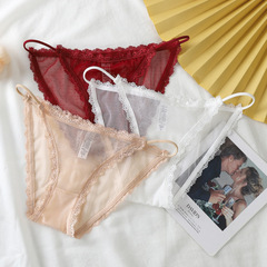 クロスボーダー レディース ランジェリー レース 綿 シームレス ローライズ 夏 薄手 メッシュ 三角パンツ 透け感 通気性