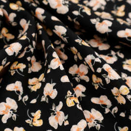 布艺岛 黑色蝴蝶印花纯棉麻纱棉麻碎花面料 上衣旗袍汉服手工布料