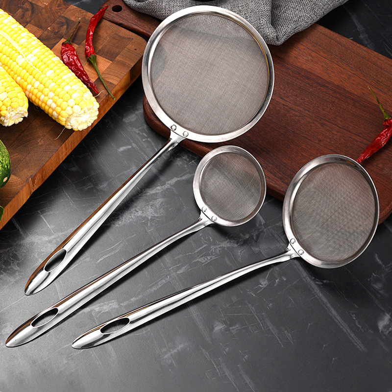 Stainless steel colander fine mesh encryption soy milk juice filter spoon Kitchen household kitchenware hot pot oil grid colander