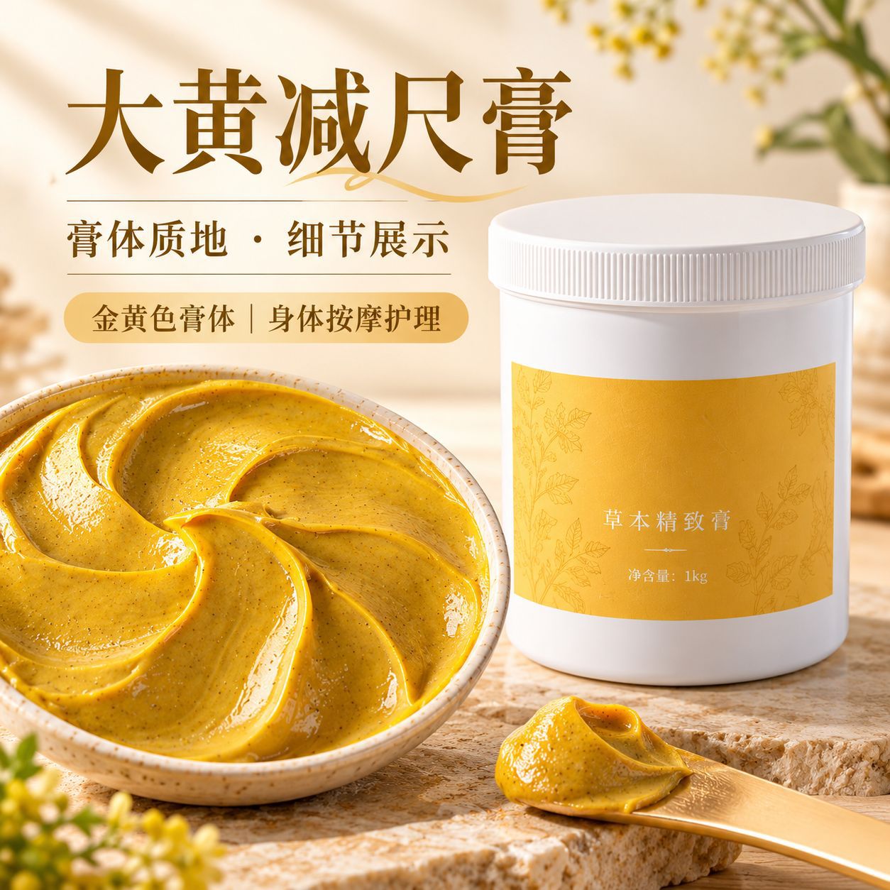 Beauty salon hospital herbal massage 1kg heating plastic cream skin tightening carved yellow cream Herbal Massage slimming cream