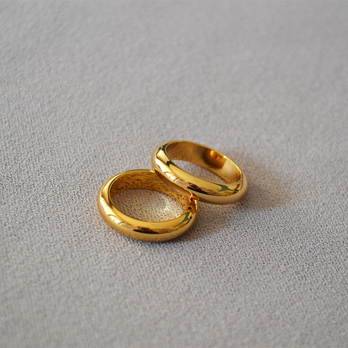French Celine cool style minimalist fashionable versatile adjustable plain gold-plated copper ring for index finger women
