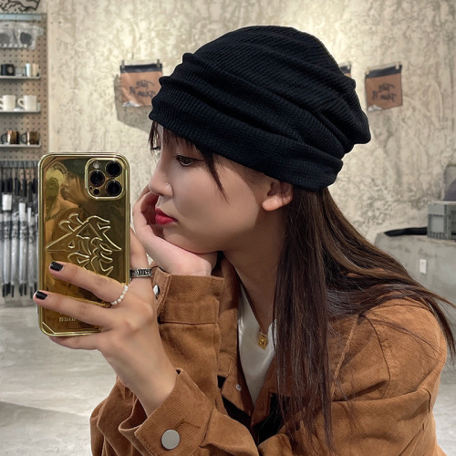 Autumn/Winter New Arrival Korean Style Solid Color Retro Viral Trendy Chunky Beanie Thin Cold Hat Couple Postpartum Hat for Girls and Boys
