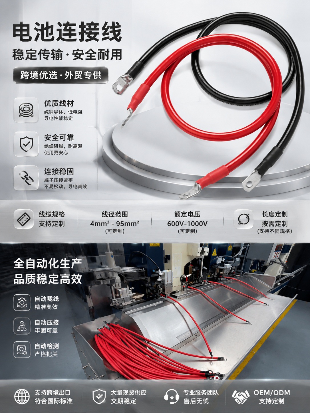4AWG New Energy Pure Copper Battery Connection Cable Solar Inverter Energy Storage DC Corrugated Pipe Cable