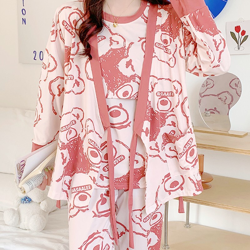 Moon clothing spring and autumn summer April 5 thin nursing pajamas three-piece set of pregnant women pajamas postpartum 0