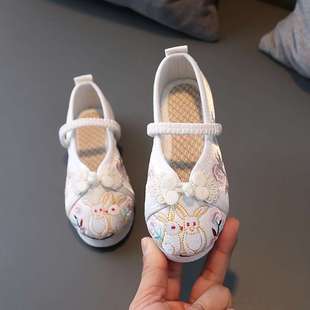 Old Beijing Thousand Layer Hemp Cloth Shoes Girls' Embroidered Shoes Hanfu Shoes Chinese Style Ethnic Student Ancient Costume Soft Sole Shoes