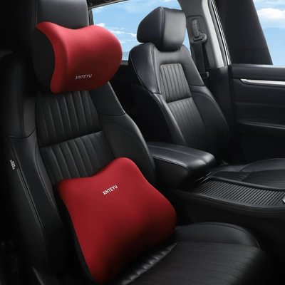 Driving Lumbar Support Waist Support – Headrest - burgundy-headrest-lumbar-pillow